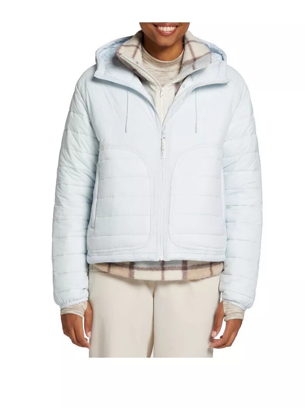 Alpine Design Pale Blue Hooded Puffer Jacket - Women's Lightweight Coat